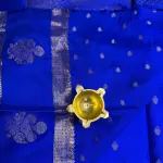 Peacock Blue with bentex border semi crepe saree