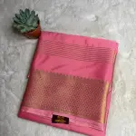 Rose Pink Stripes Semi Crepe Saree