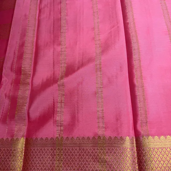 Rose Pink Stripes Semi Crepe Saree