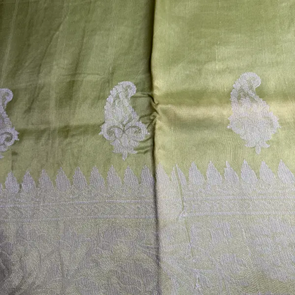 Light Green Linen with thread work saree