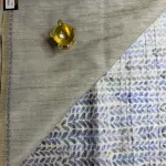 Cream Knit Work with digital print blouse Tussar Saree