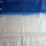 Cream Blue Half & Half Knot Work Pure Lenin Cotton Saree