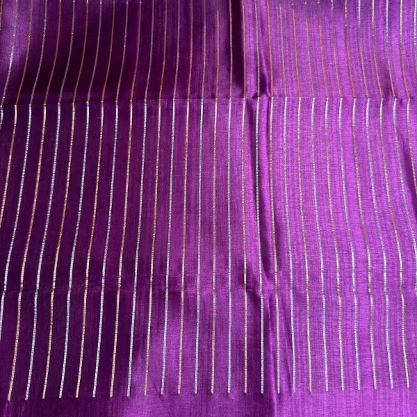 Purple with stripes and gap border Semi Tussar Saree