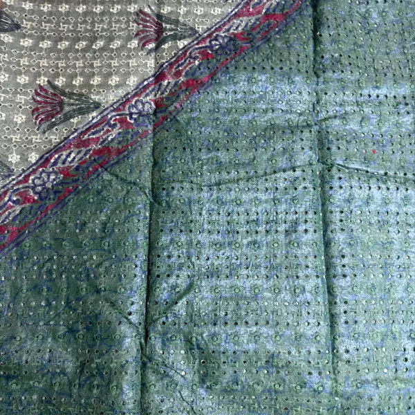 Military Green Hand Paint with thread work Kota Cotton Saree