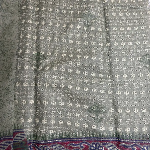 Military Green Hand Paint with thread work Kota Cotton Saree