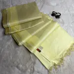 Lemon Yellow Plain Tussar Silk Saree