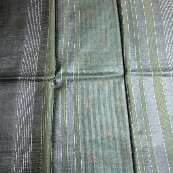 Military Green With Sequin work in the border Tussar silk Saree