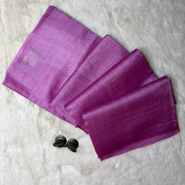 Rose Pink Plain Tussar Silk Saree
