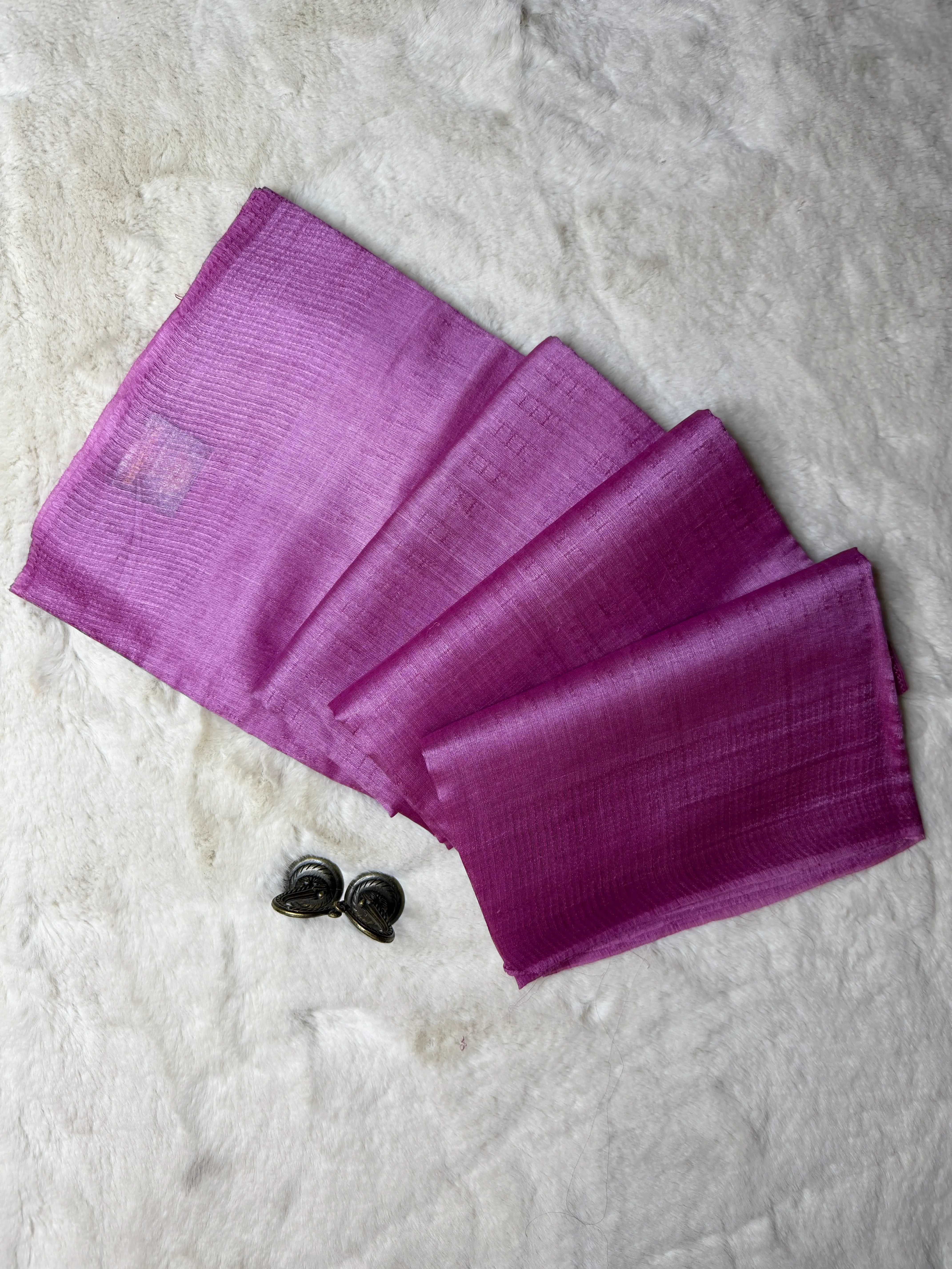 Rose Pink Plain Tussar Silk Saree