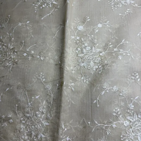 Cream Thread Work Kota Cotton Saree