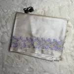 Cream With Purple Cut work border Tussar Silk Saree