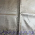 Cream With Purple Cut work border Tussar Silk Saree