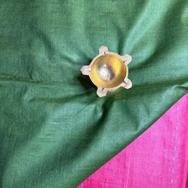 Pink with Green contrast Tussar Silk Saree