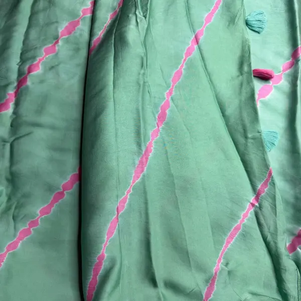 Patel Sea Green & Pink Tie & Dye Pure Modal Saree