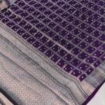 Semi Banaras Saree with Silver Zari Woven Border, Pallu, and Bandhani Print Body