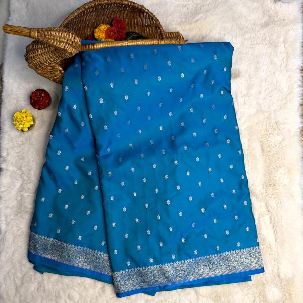 Blue small motifs benaras saree