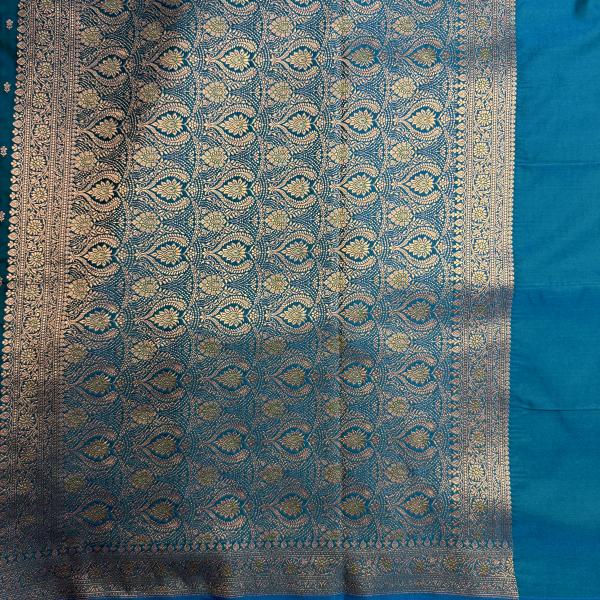 Blue small motifs benaras saree