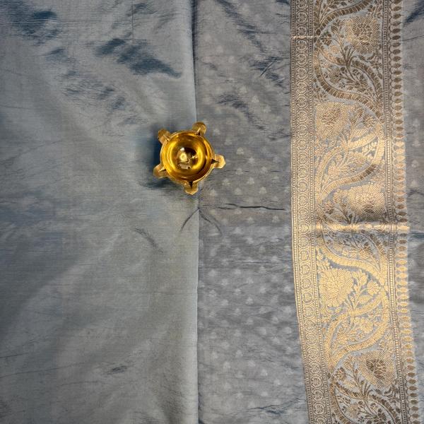 Teal Blue and sky blue benaras chiniya saree