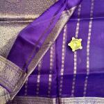 Deep Purple with gold & silver buttas pure kora organza saree