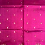 Rani pink with satin flower border katan silk saree