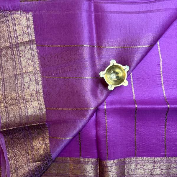 Lavender pure kora organza saree