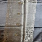 Grey with flower motifs pure katan silk saree