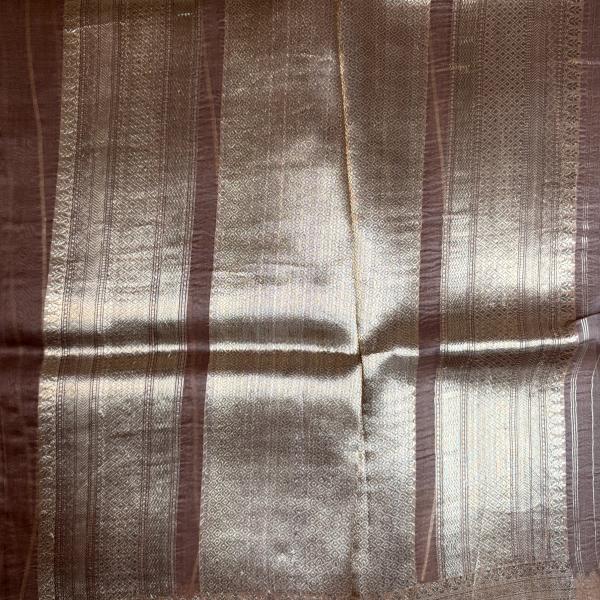 Beige Pure Kora Organza handloom saree