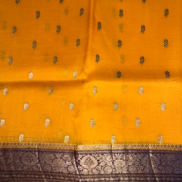Orange with Rust Orange border Pure Kora organza saree