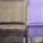 Cream with Lavender antique zari kora organza saree