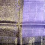 Cream with Lavender antique zari kora organza saree
