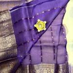 Cream with Lavender antique zari kora organza saree