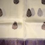 Cream with Lavender antique zari kora organza saree