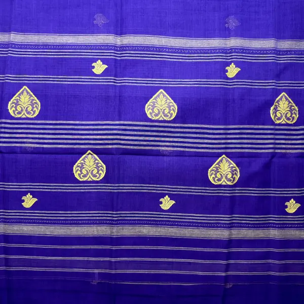 Purple with white traditional dhaniakali cotton saree
