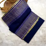 Navy blue with stripes border dhaniakali cotton saree