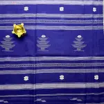 Navy blue & white traditional dhaniakali cotton saree