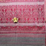 Grey & Red Baluchari weave dhaniakali cotton saree