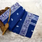 Blue & white Baluchari weave dhaniakali cotton saree