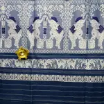 Blue & white Baluchari weave dhaniakali cotton saree