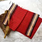 Red and black stripes dhaniakali cotton saree