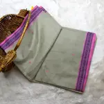 Light grey with purple Mul Mul cotton saree