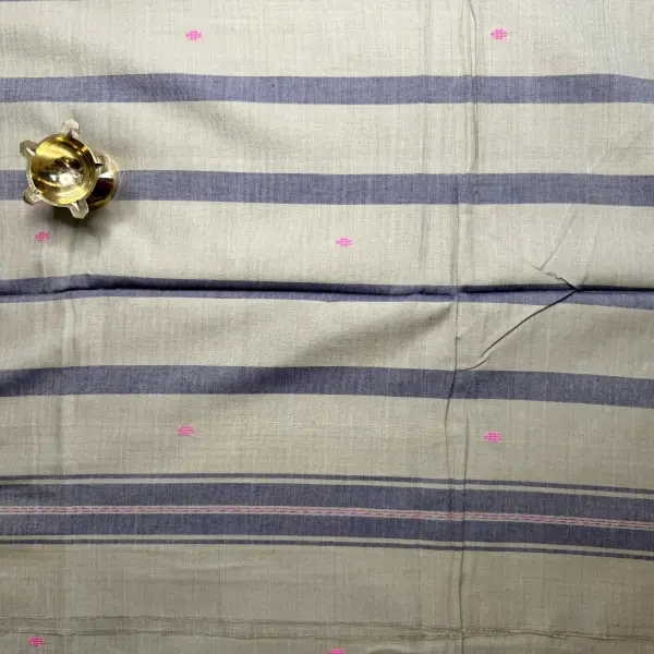 Light grey with purple Mul Mul cotton saree