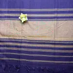 Navy blue with white border dhaniakali cotton saree