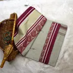 Grey with red bentex border dhaniakali cotton saree