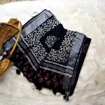Black & white linen cotton saree