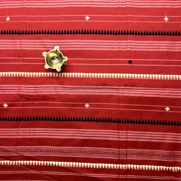 Red and Black with buttas dhaniakali cotton saree