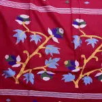 Red jamdhani work cotton saree