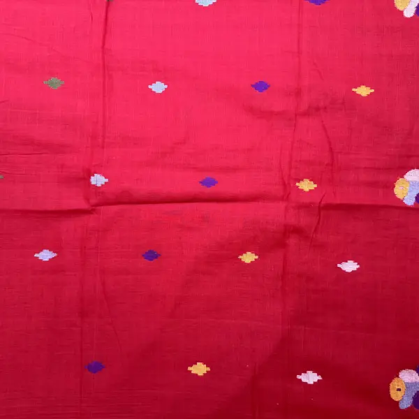Red jamdhani work cotton saree