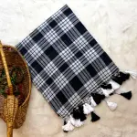 Black & white checks Mul cotton saree