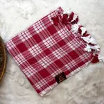 Red & white checks Mul cotton saree