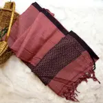 Orange with checks linen cotton saree